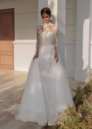 Two Piece Ivory Lace Tulle Elegant Wedding Dress